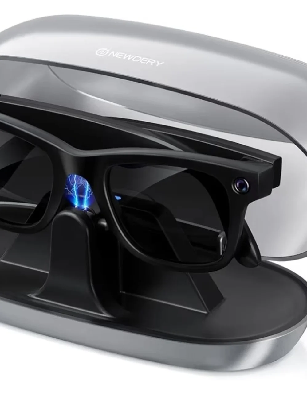 NEWDERY Charger for Ray-Ban Meta Smart Glasses, Portable Charging Dock with Dust
